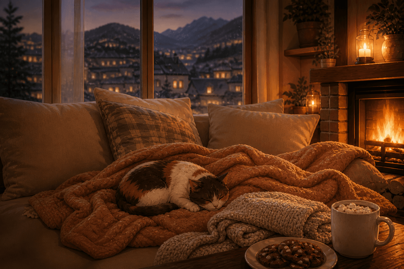 Cozy winter scene